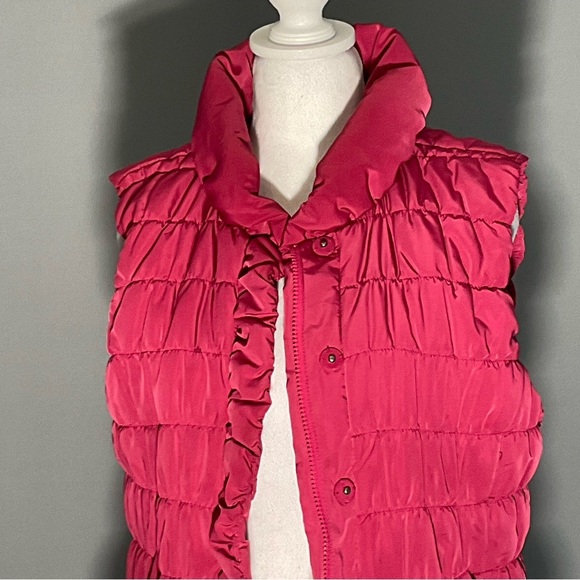 Tribal Barbie Core Sm Pink Puffer Vest, Snap Closure, Ruffled Trim Neck, Front - Picture 16 of 16